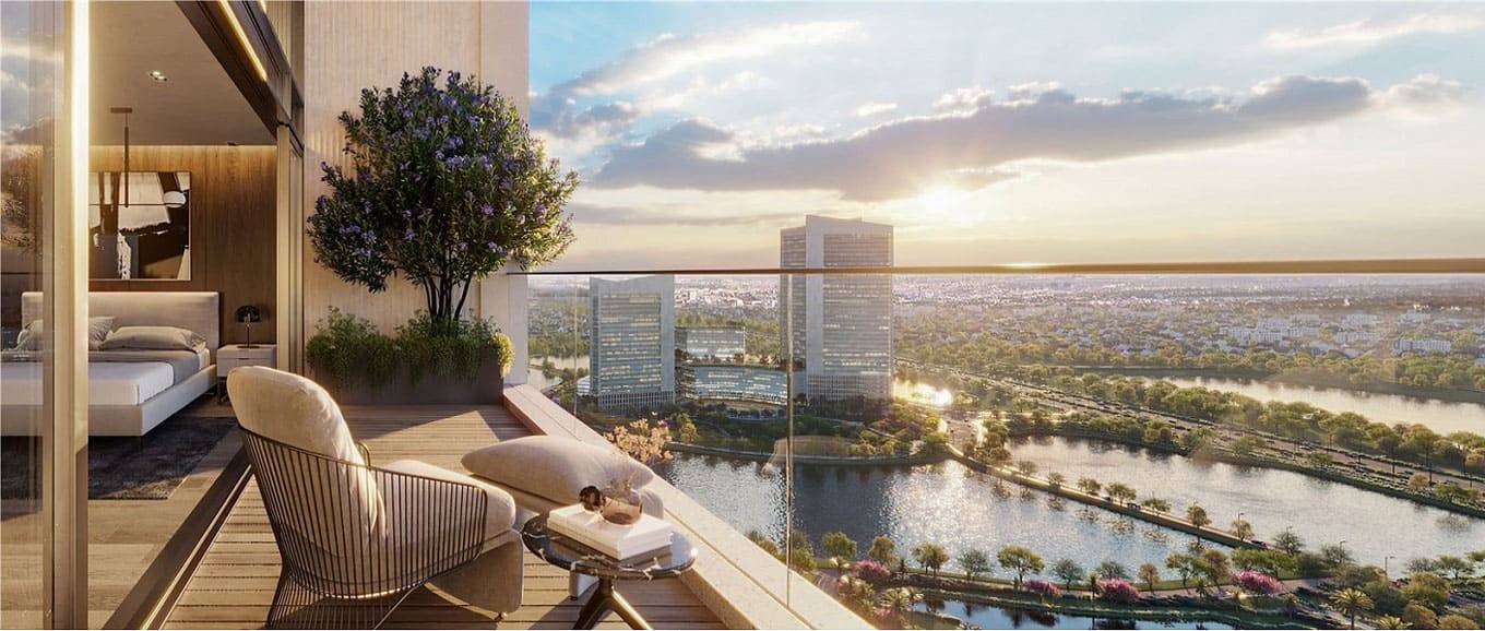 Tầm view hồ điều hòa và công viên Yên Sở từ căn hộ